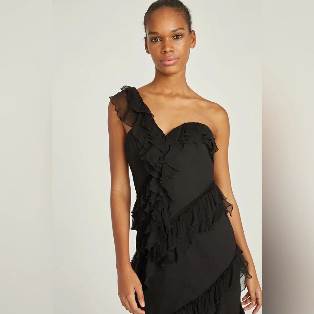 AMUR Harlow Black One-Shoulder Maxi Dress - Picture 5 of 16